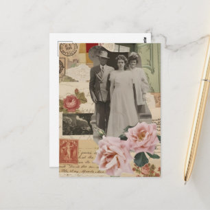 Retro mooie grootouders Mixed Media Collage Briefkaart