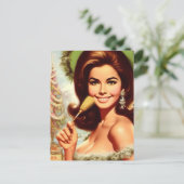Retro mooie kerst vrouw briefkaart (Staand voorkant)