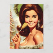 Retro mooie kerst vrouw briefkaart (Voorkant)