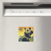 Retro Mooie Panda Beer Eet Bamboe, Wild Dier Magneet (Insitu (Vaatwasser))
