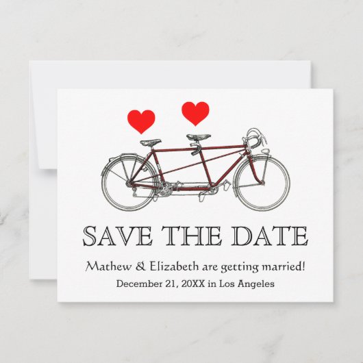 Retro Mooie Tandem Fiets Trouw Save The Date (Voorkant)