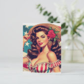 Retro mooie vrouw schilderij briefkaart (Staand voorkant)
