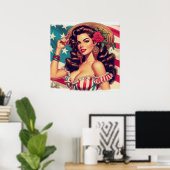 Retro mooie vrouw schilderij poster (Thuiskantoor)