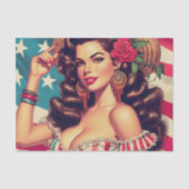 Retro mooie vrouw schilderij tissuepapier (Voorkant)