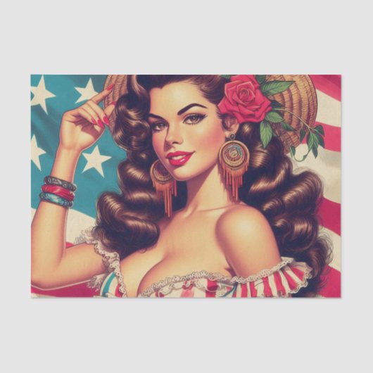 Retro mooie vrouw schilderij tissuepapier (Voorkant)