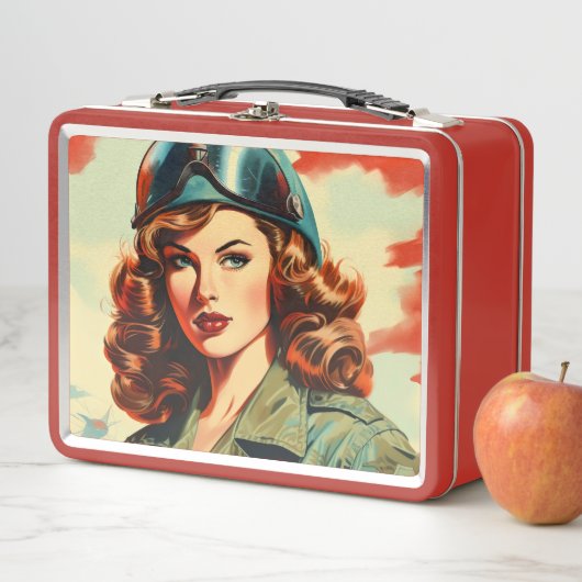 Retro Mooie Vrouw Soldaat (In situ)