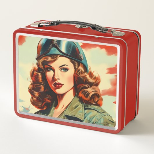 Retro Mooie Vrouw Soldaat (Achterkant)