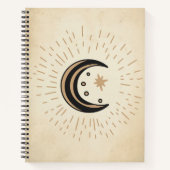 Retro Moon sterren sepia paper Notitieboek (Voorkant)