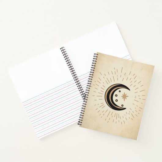 Retro Moon sterren sepia paper Notitieboek (Binnen)