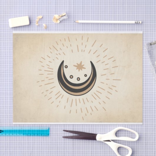 Retro Moon sterren  sepia paper Tissuepapier (Craft)
