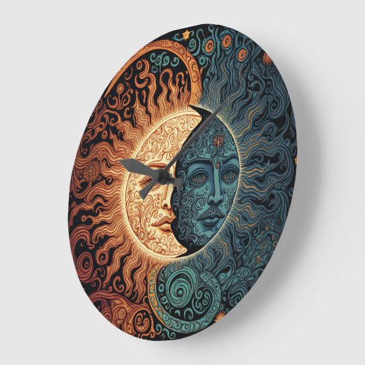  Retro Moon & Sun Grote Klok (Hoek)