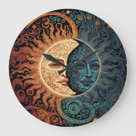 Retro Moon & Sun Grote Klok