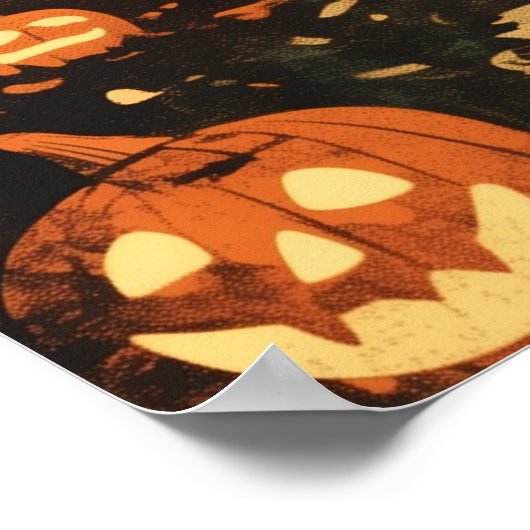 Retro Moonlit Haunted House Pathway Poster (Hoek)