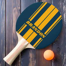 Retro Moonlit Tide Dual Board Strepen met Naam Tafeltennisbatje
