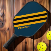 Retro Moonlit Tide Stripes met naam Pickleball Paddle