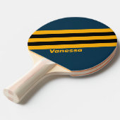 Retro Moonlit Tide Stripes met naam Tafeltennisbatje (Voorkant Gekanteld)