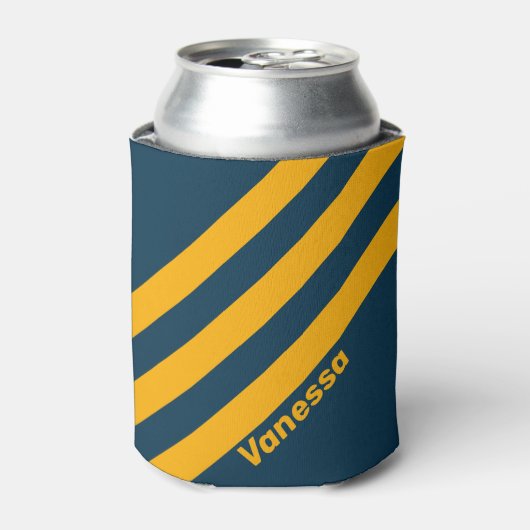 Retro Moonlit Tide Three Stripes met naam Blikjeskoeler (Blikje Voorkant)