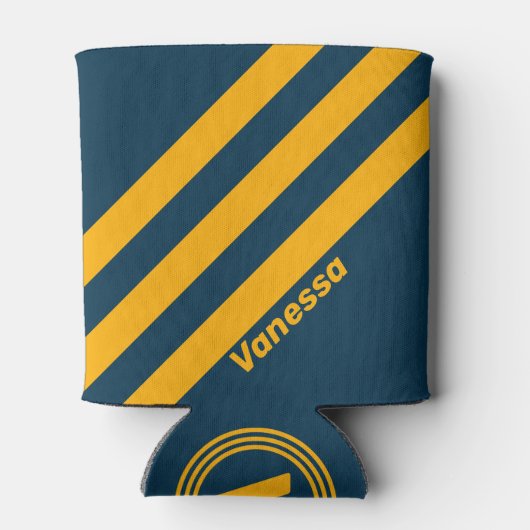 Retro Moonlit Tide Three Stripes met naam Blikjeskoeler (Achterkant)