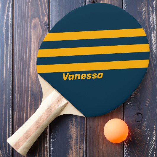 Retro Moonlit Tide Three Stripes met naam Tafeltennisbatje
