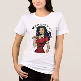 Retro Moordenaar Huisvrouw “Wie is als Volgende?”  Tri-Blend Shirt