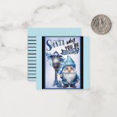 Retro Moppie Blauwe Kerstmis Notitiekaartje (Voorkant / Achterkant in situ)