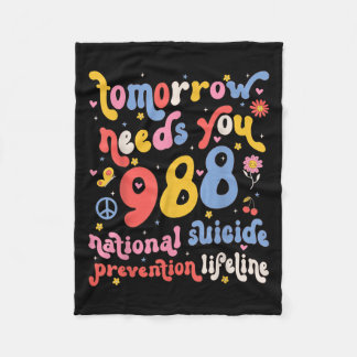 Retro Morgen heb je 988 nodig om zelfmoord te voor Fleece Deken