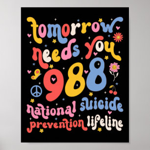 Retro Morgen heb je mij nodig 988 Preventie van ze Poster