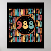 Retro Morgen heeft je zonneschijn 988 Zelfmoord Pr Poster (Voorkant)