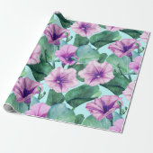 Retro Morning Glory Bloemen Cadeaupapier (Uitgerold)