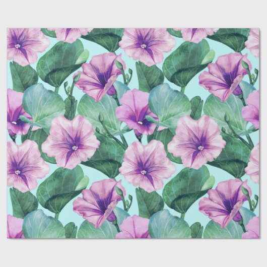 Retro Morning Glory Floral Cadeaupapier (Vlak)