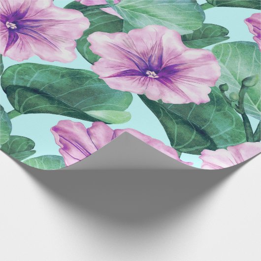 Retro Morning Glory Floral Cadeaupapier (Hoek)