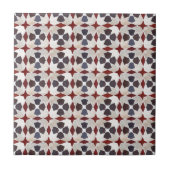 Retro Moroccan Pattern (rood, blauw, beige) Tegeltje (Voorkant)