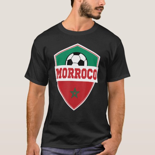 Retro Morrocan Football Morroco Vlag Socce T-shirt (Voorkant)