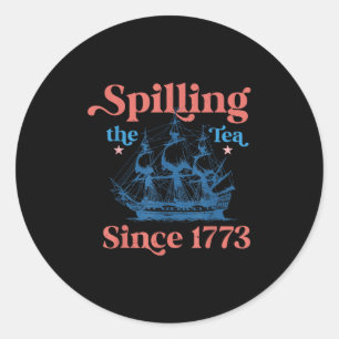 Retro morsen van de thee sinds 1773 4 juli deel ronde sticker