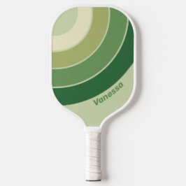 Retro Mos Cirkel Regenboog met Naam Pickleball Paddle