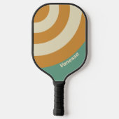 Retro mos cirkel streep met naam pickleball paddle (Achterkant)