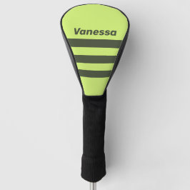 Retro Mos Fade Drie Dwars Strepen met Naam Golfheadcover