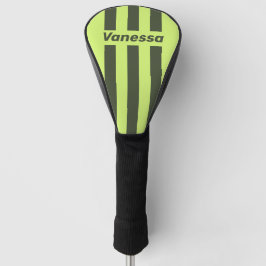 Retro Mos Fade Drie Pin Strepen met Naam Golfheadcover