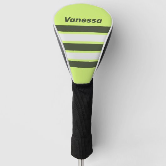 Retro Mos Fade Over Strepen met Naam Golfheadcover (Voorkant)