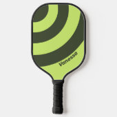 Retro Mos Faded Drie Cirkel Streep met Naam Pickleball Paddle (Achterkant)