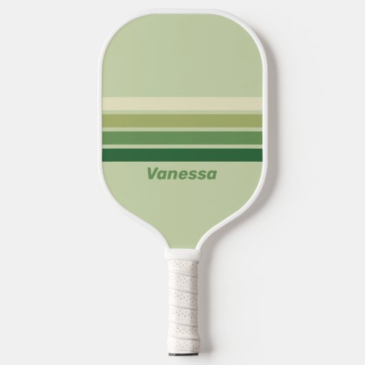 Retro mos over regenboog met naam pickleball paddle (Voorkant)