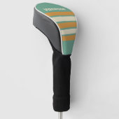 Retro Mos Over Strepen met Naam Golfheadcover (Schuin)
