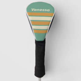 Retro Mos Over Strepen met Naam Golfheadcover