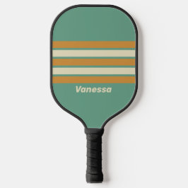 Retro mos over strepen met naam pickleball paddle