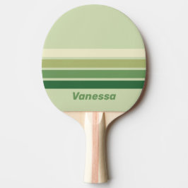 Retro Mos Regenboog Dwars Strepen met Naam Tafeltennisbatje