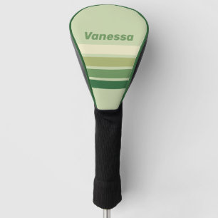 Retro Mos Regenboog Over Strepen met Naam Golfheadcover