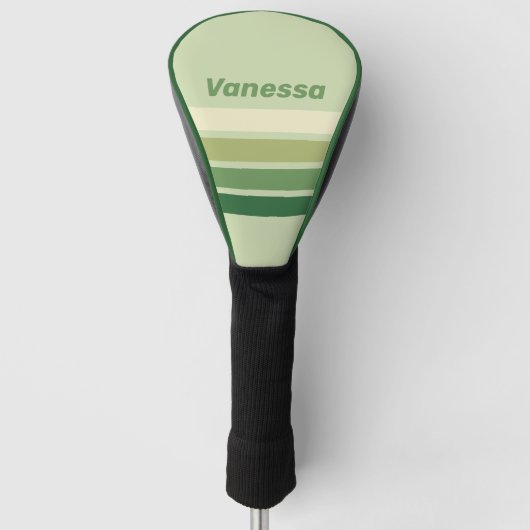 Retro Mos Regenboog Over Strepen met Naam Golfheadcover (Voorkant)