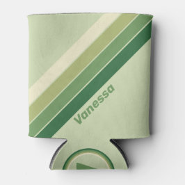 Retro Mos Regenboog Strepen met Naam Blikjeskoeler