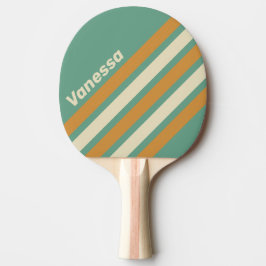 Retro Mos Schuine Strepen met Naam Tafeltennisbatje