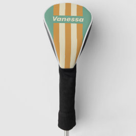 Retro Mos Speldstrepen met Naam Golfheadcover